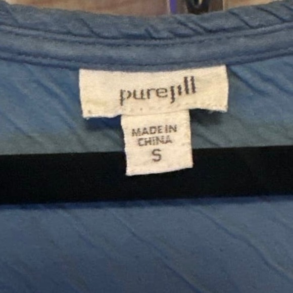 J. Jill Pure Jill 100% Cotton Crinkle Pattern Long Sleeve Tunic Top Blue Size Sm - Picture 9 of 9